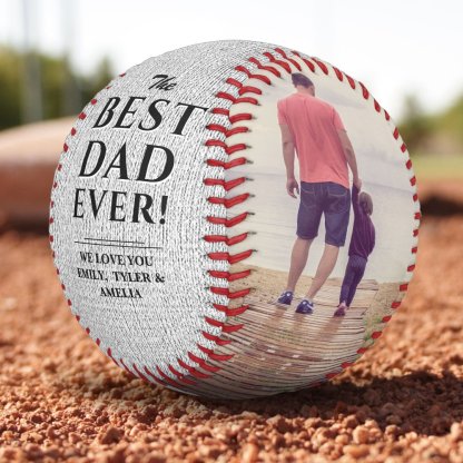 Rustic Best Dad Ever Father's Day 2 Photo Collage Baseball