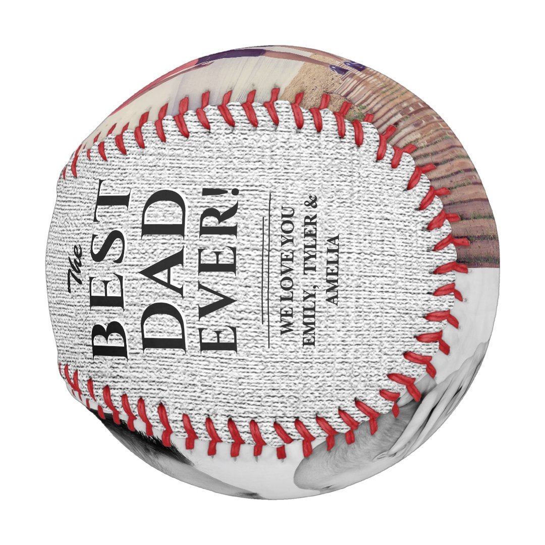 Rustic Best Dad Ever Father's Day 2 Photo Collage Baseball