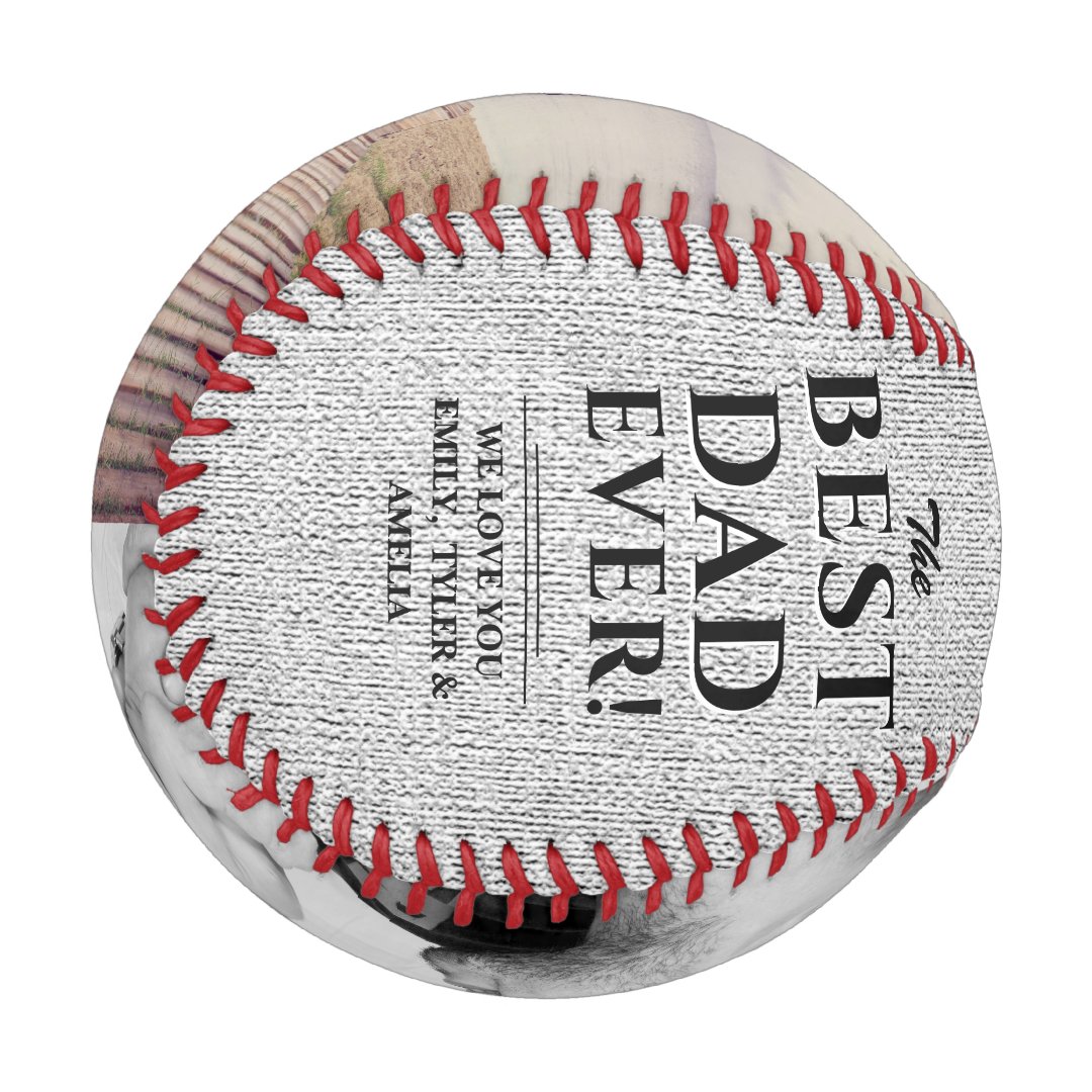 Rustic Best Dad Ever Father's Day 2 Photo Collage Baseball