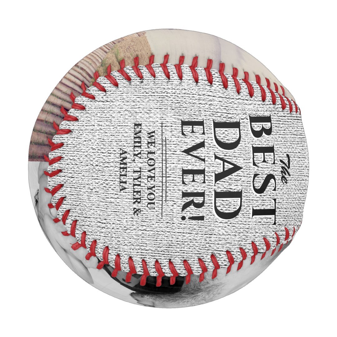 Rustic Best Dad Ever Father's Day 2 Photo Collage Baseball