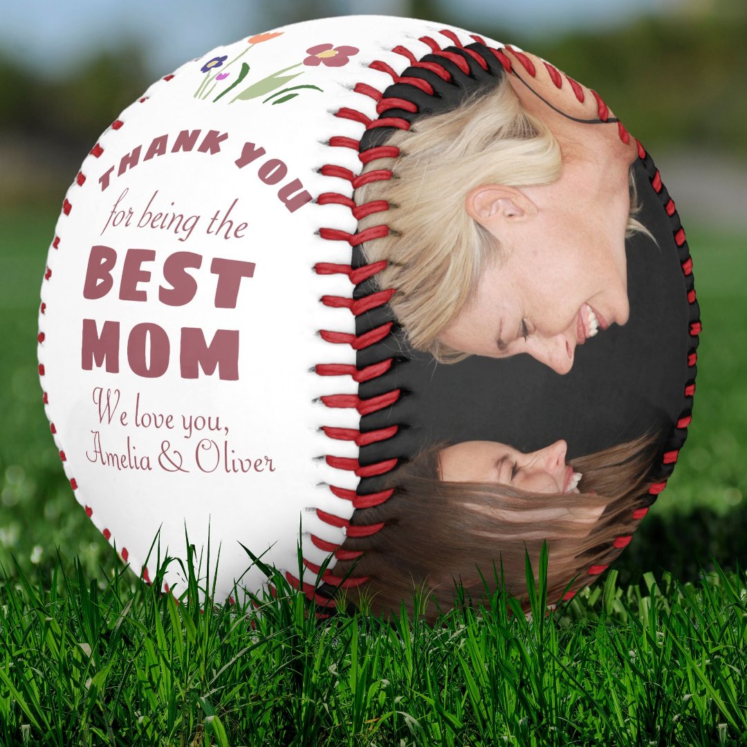 Thank you Best Mom Flower Mother's Day Photo Baseball