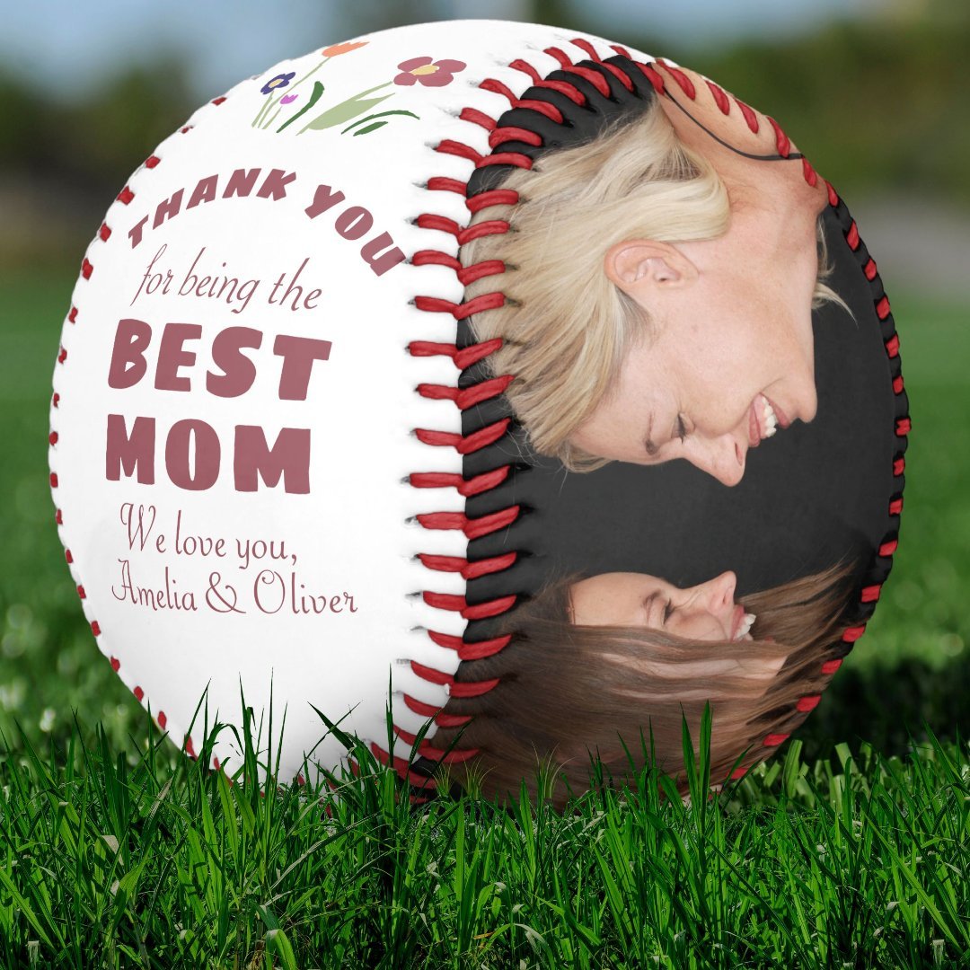 Thank you Best Mom Flower Mother's Day Photo Baseball