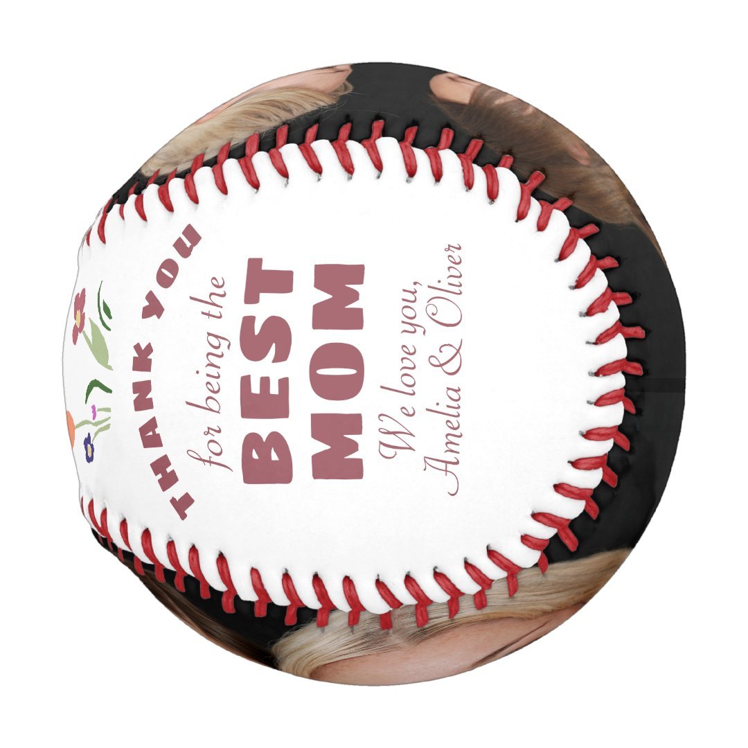 Thank you Best Mom Flower Mother's Day Photo Baseball
