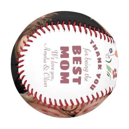 Thank you Best Mom Flower Mother's Day Photo Baseball