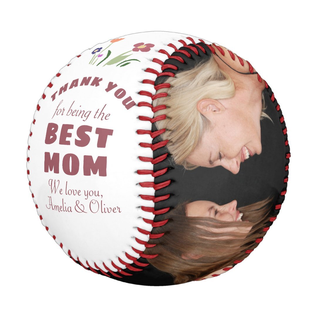 Thank you Best Mom Flower Mother's Day Photo Baseball