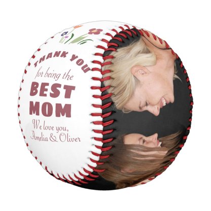 Thank you Best Mom Flower Mother's Day Photo Baseball