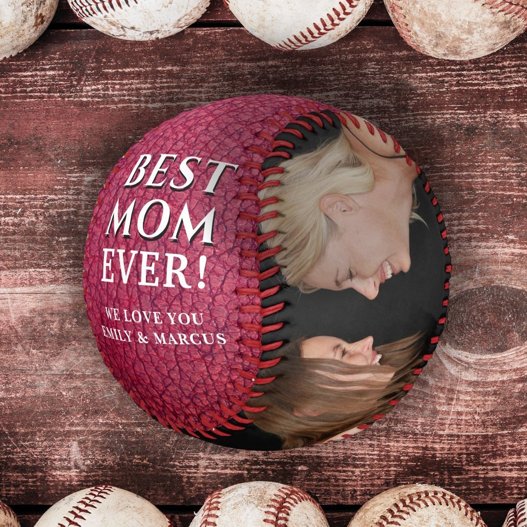 Best Mom Leather Print For Mother Photo Collage Baseball