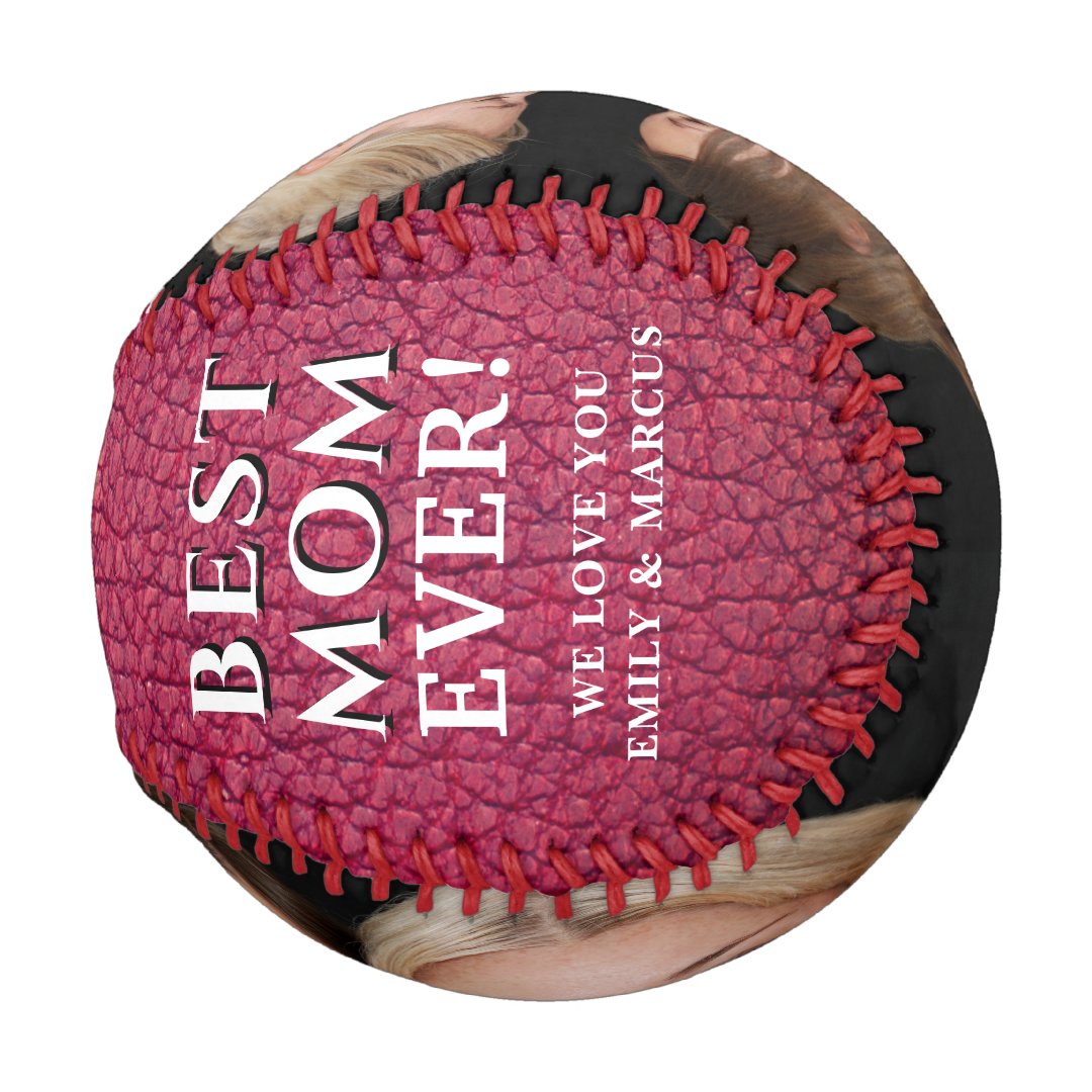 Best Mom Leather Print For Mother Photo Collage Baseball