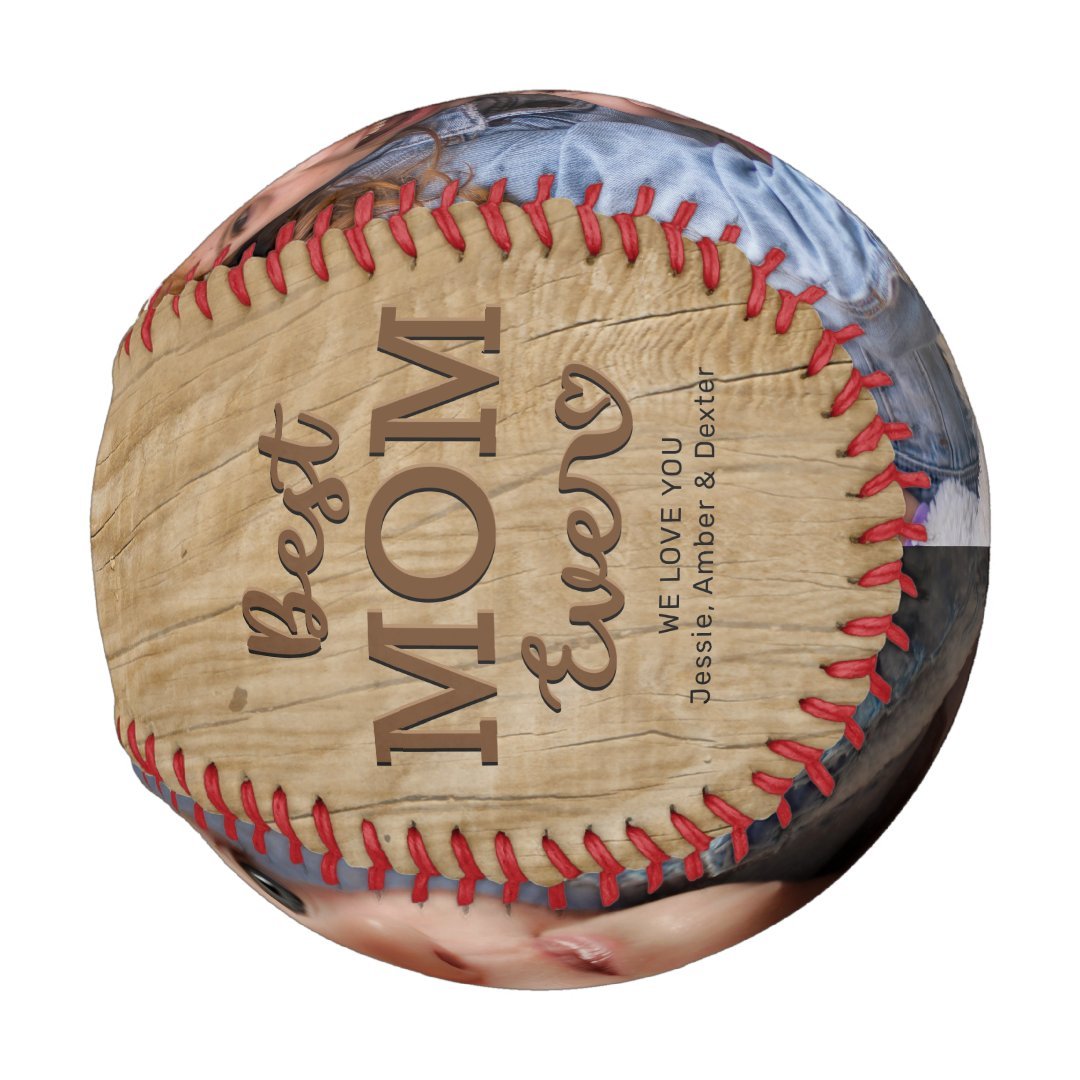 Rustic Best Mom Ever Photo Baseball