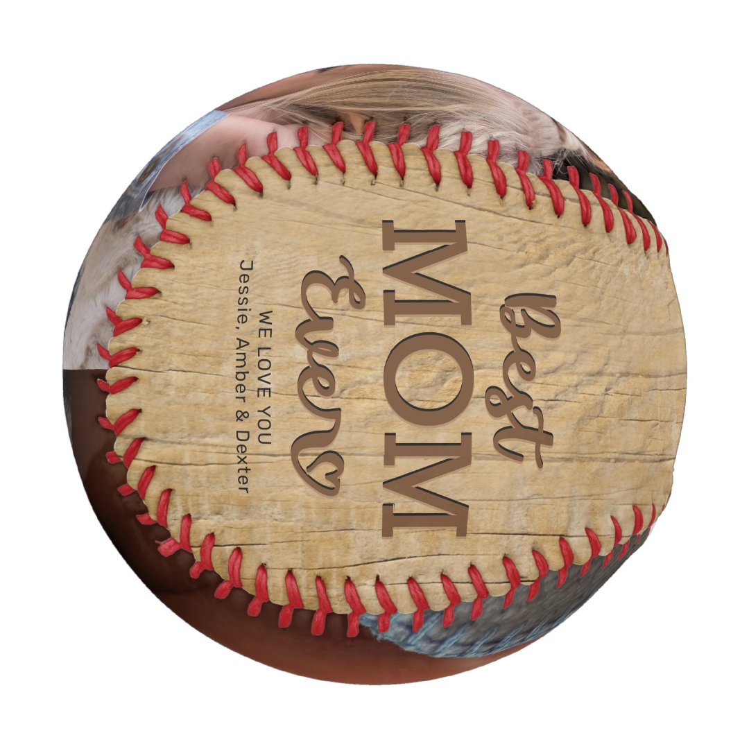 Rustic Best Mom Ever Photo Baseball