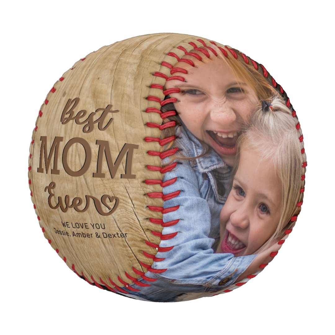 Rustic Best Mom Ever Photo Baseball