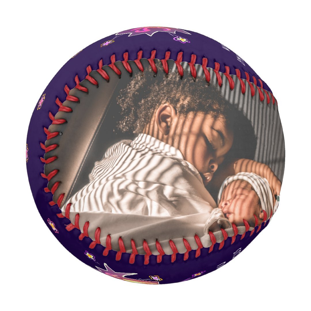 Super Mom Hand Lettering Purple Keepsake Photo Baseball