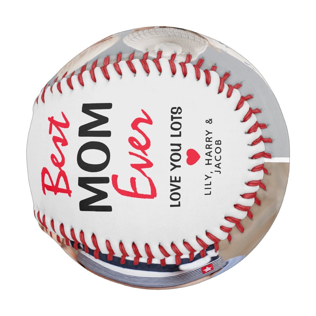 Classic 'Best Mom Ever' 2 Photo Gift Baseball