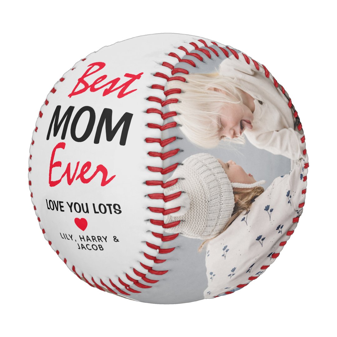 Classic 'Best Mom Ever' 2 Photo Gift Baseball