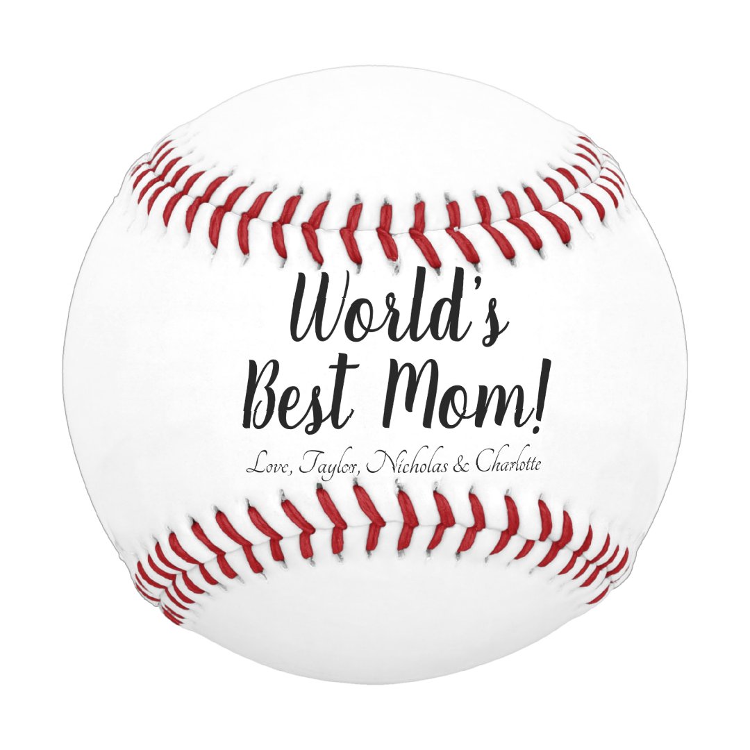 World’s Best Mom personalized custom script cute Baseball
