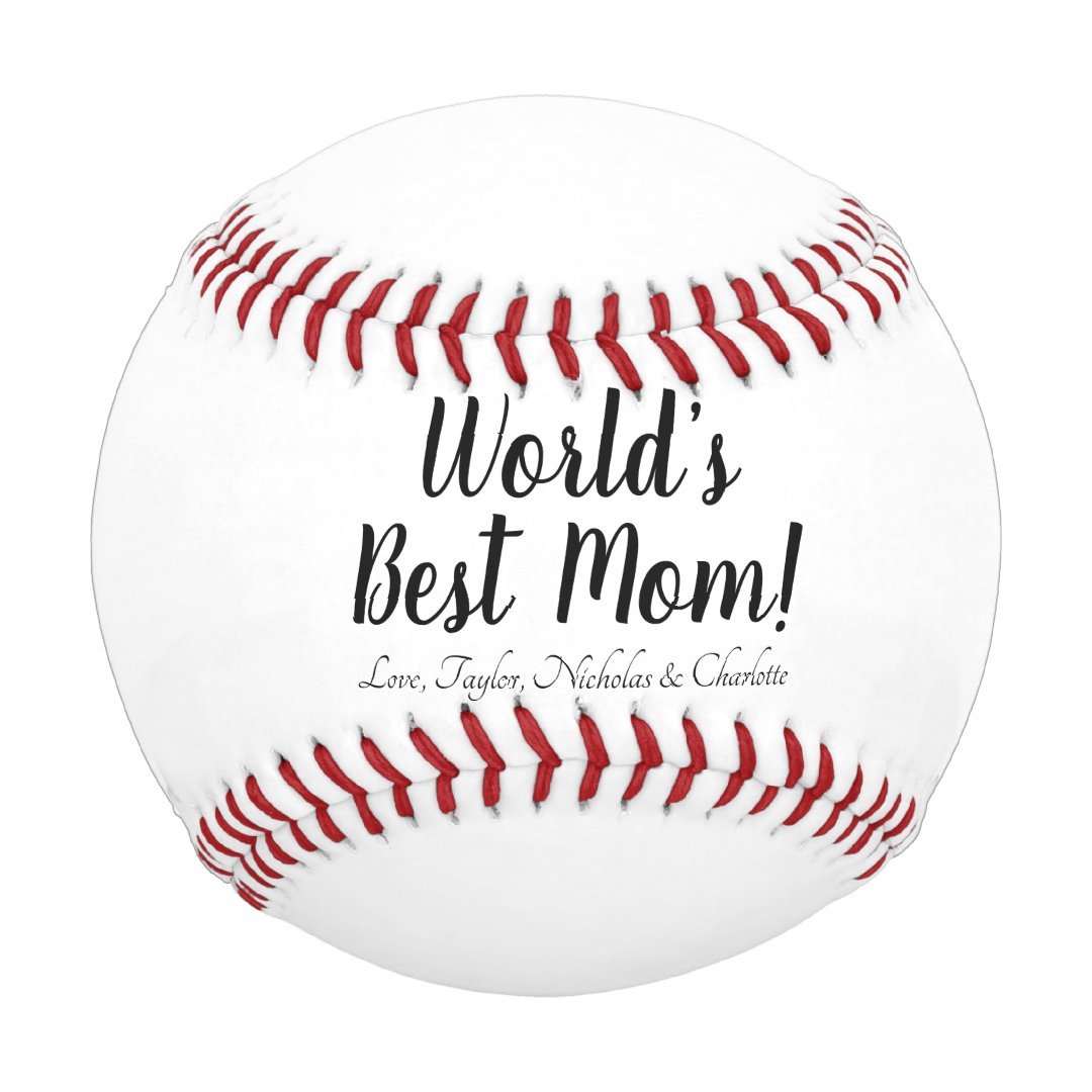 World’s Best Mom personalized custom script cute Baseball