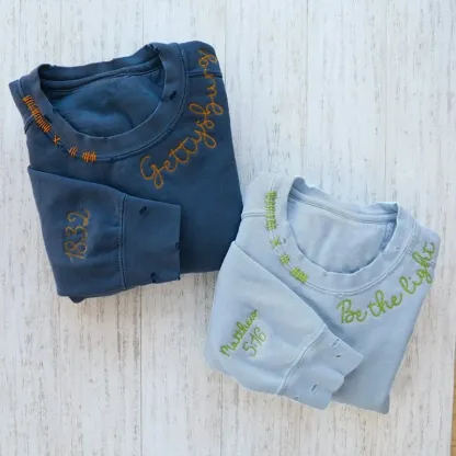 VINTAGE CUSTOM CREW-Custom Embroidered Hand Distressed Crew Neck Sweatshirt