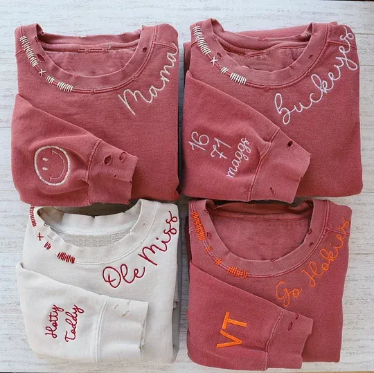 VINTAGE CUSTOM CREW-Custom Embroidered Hand Distressed Sweatshirt