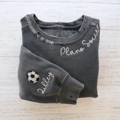 VINTAGE CUSTOM CREW-Custom Embroidered Hand Distressed Sweatshirt