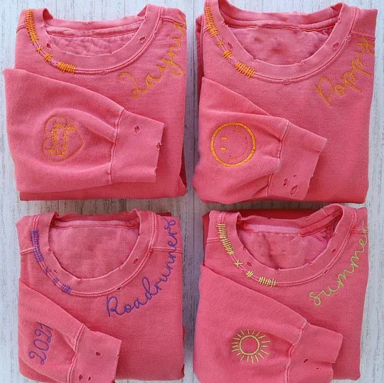 VINTAGE CUSTOM SWEATSHIRTS-Custom Embroidered Hand Distressed Sweatshirts