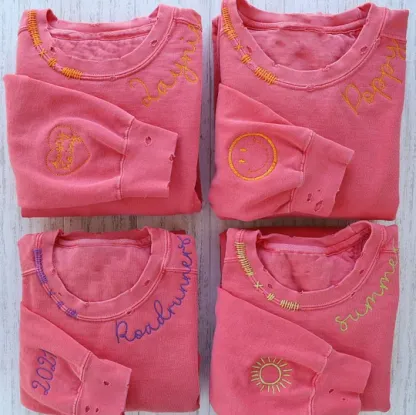 VINTAGE CUSTOM SWEATSHIRTS-Custom Embroidered Hand Distressed Sweatshirts