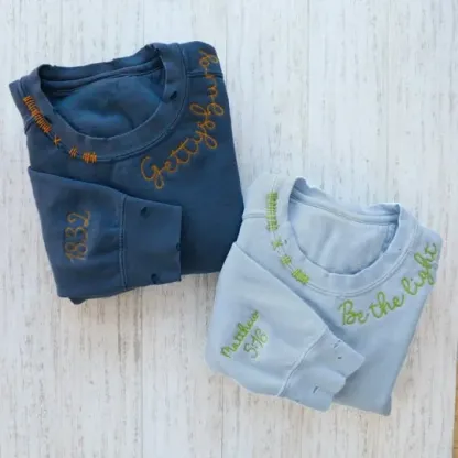 VINTAGE CUSTOM SWEATSHIRTS-Custom Embroidered Hand Distressed Sweatshirts