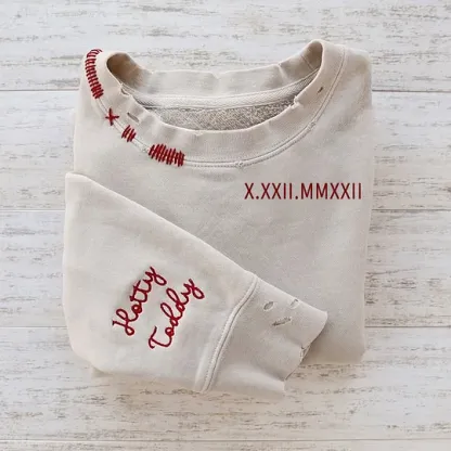 VINTAGE CUSTOM CREW-Custom Embroidered Hand Distressed Roman Numeral Sweatshirt