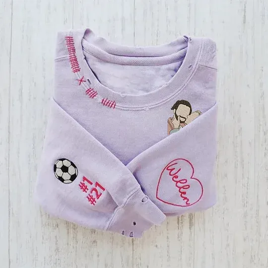 VINTAGE CUSTOM CREW-Custom Embroidered Hand Distressed Photo Sweatshirt 