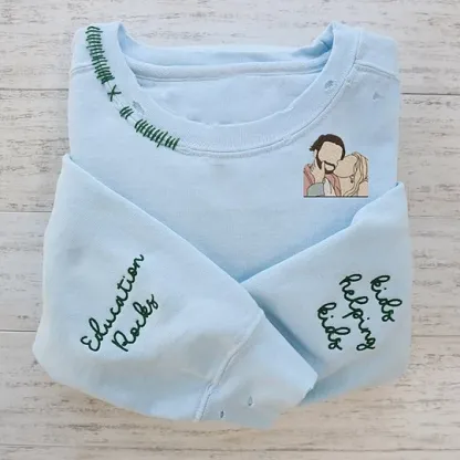 VINTAGE CUSTOM CREW-Custom Embroidered Hand Distressed Photo Sweatshirt 