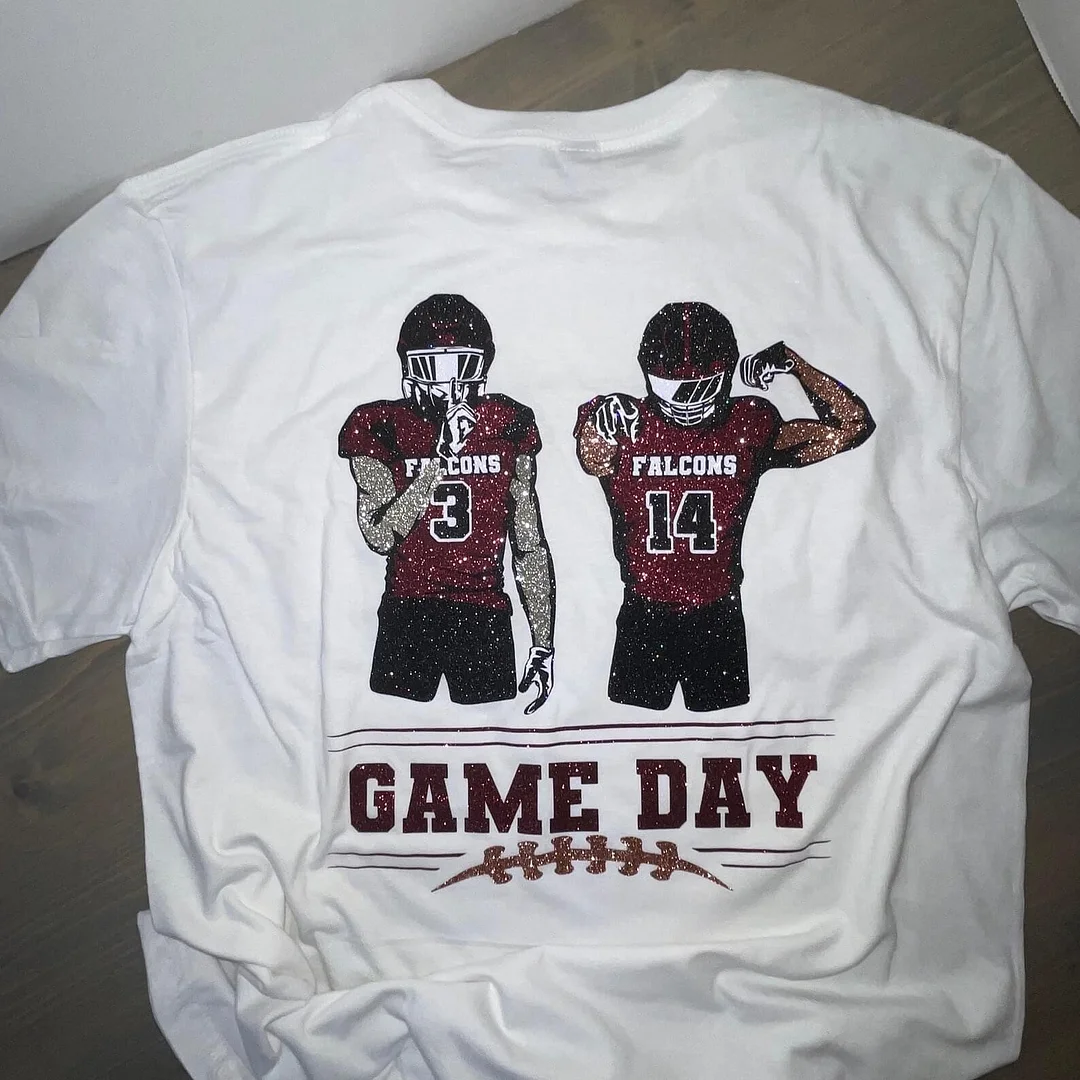 Shine on Game Day - Custom Glitter Football T-Shirt Sweatshirt