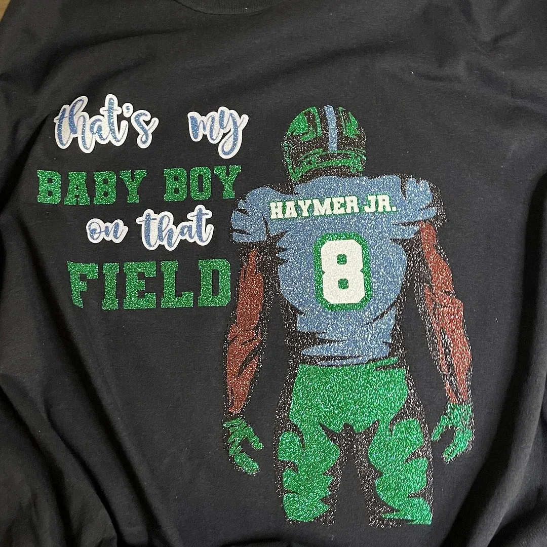 Shine on Game Day - Custom Glitter Football T-Shirt Sweatshirt