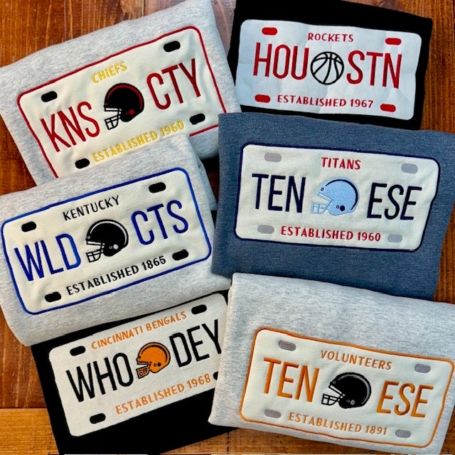 Custom Embroidery The License Plate Crewneck