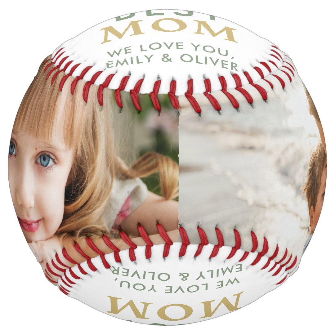 Elegant Best Mom Ornament 2 Photo Keepsake Softball