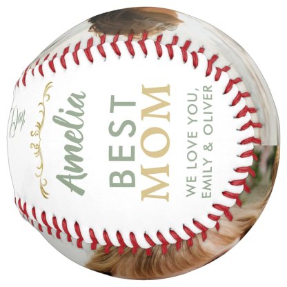 Elegant Best Mom Ornament 2 Photo Keepsake Softball