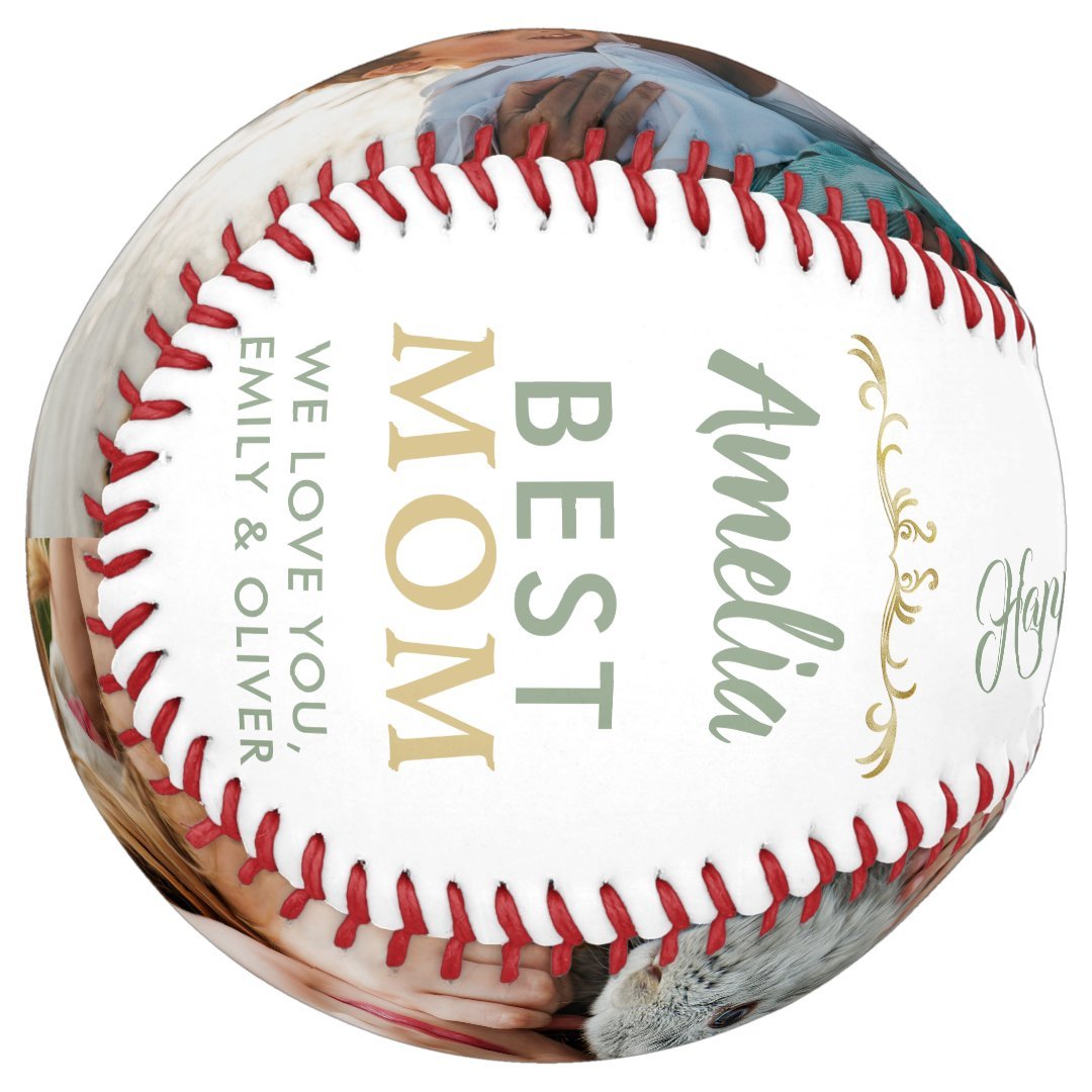Elegant Best Mom Ornament 2 Photo Keepsake Softball