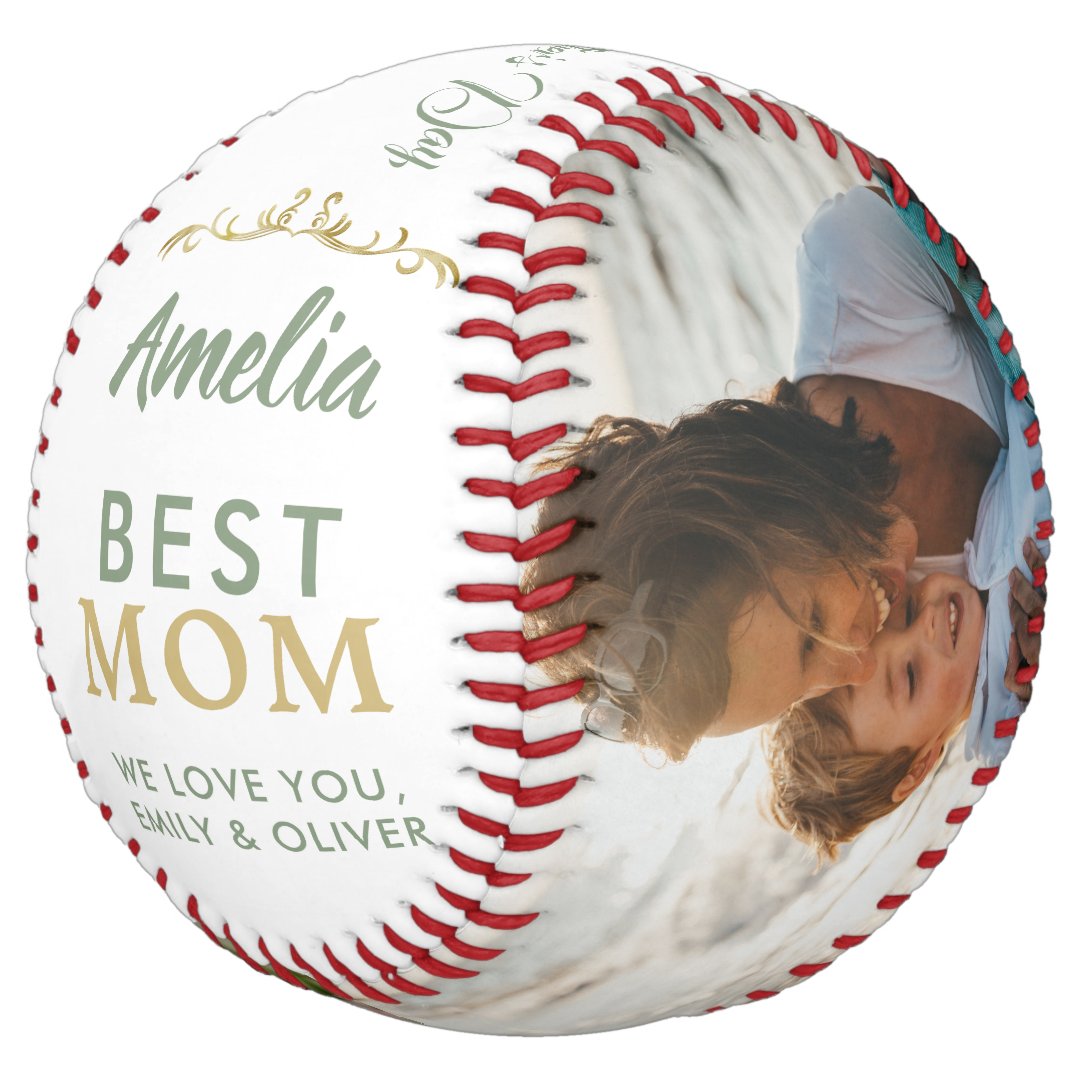 Elegant Best Mom Ornament 2 Photo Keepsake Softball