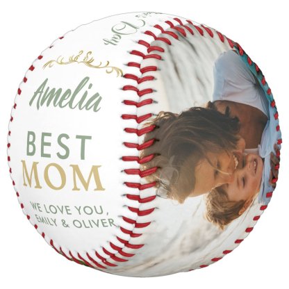 Elegant Best Mom Ornament 2 Photo Keepsake Softball