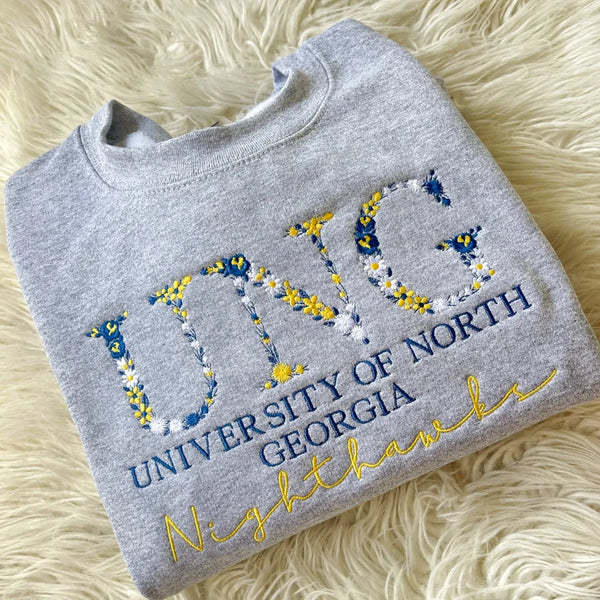 Custom College Floral Letter Embroidered Sweatshirt