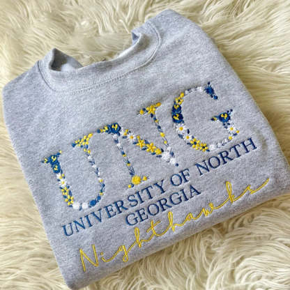 Custom College Floral Letter Embroidered Sweatshirt