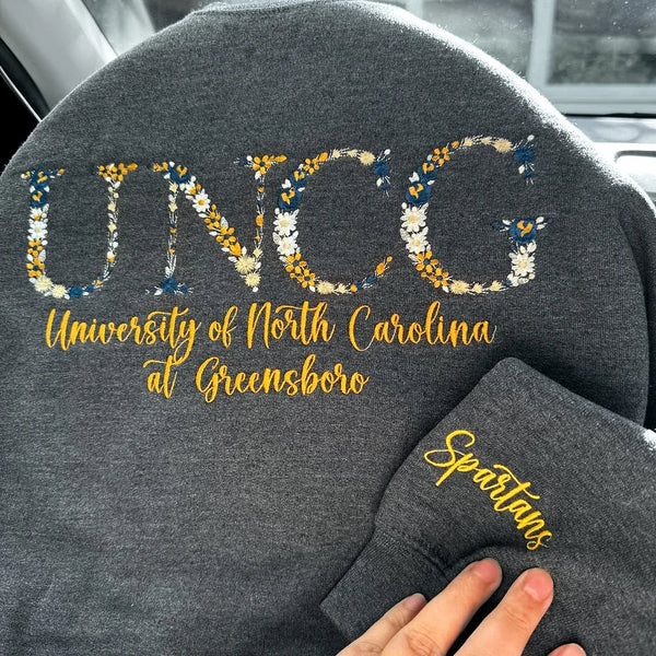 Custom College Floral Letter Embroidered Sweatshirt