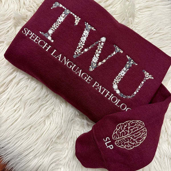 Custom College Floral Letter Embroidered Sweatshirt