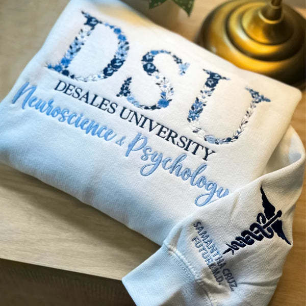 Custom College Floral Letter Embroidered Sweatshirt