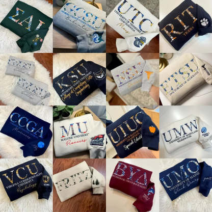 Custom College Floral Letter Embroidered Sweatshirt