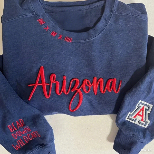 Personalization VINTAGE 3D Embroidery Unisex Hand Distressed Crew