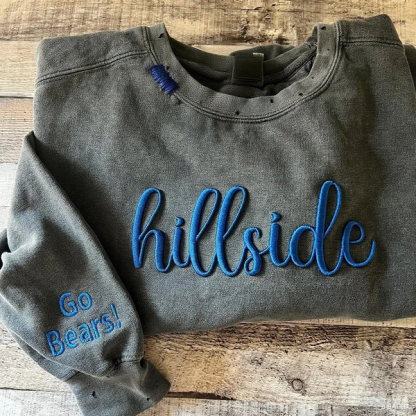 Personalization VINTAGE 3D Embroidery Unisex Hand Distressed Crew