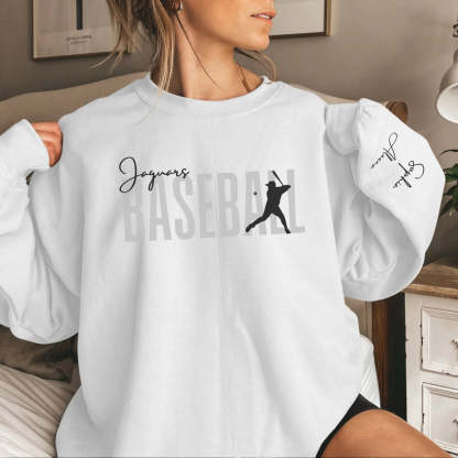 Personalized Modern Baseball Sweatshirt With Baseball Player's Name On The Sleeve