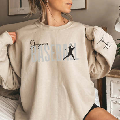 Personalized Modern Baseball Sweatshirt With Baseball Player's Name On The Sleeve