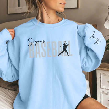 Personalized Modern Baseball Sweatshirt With Baseball Player's Name On The Sleeve
