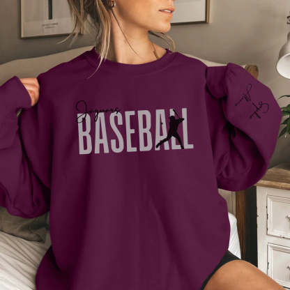 Personalized Modern Baseball Sweatshirt With Baseball Player's Name On The Sleeve