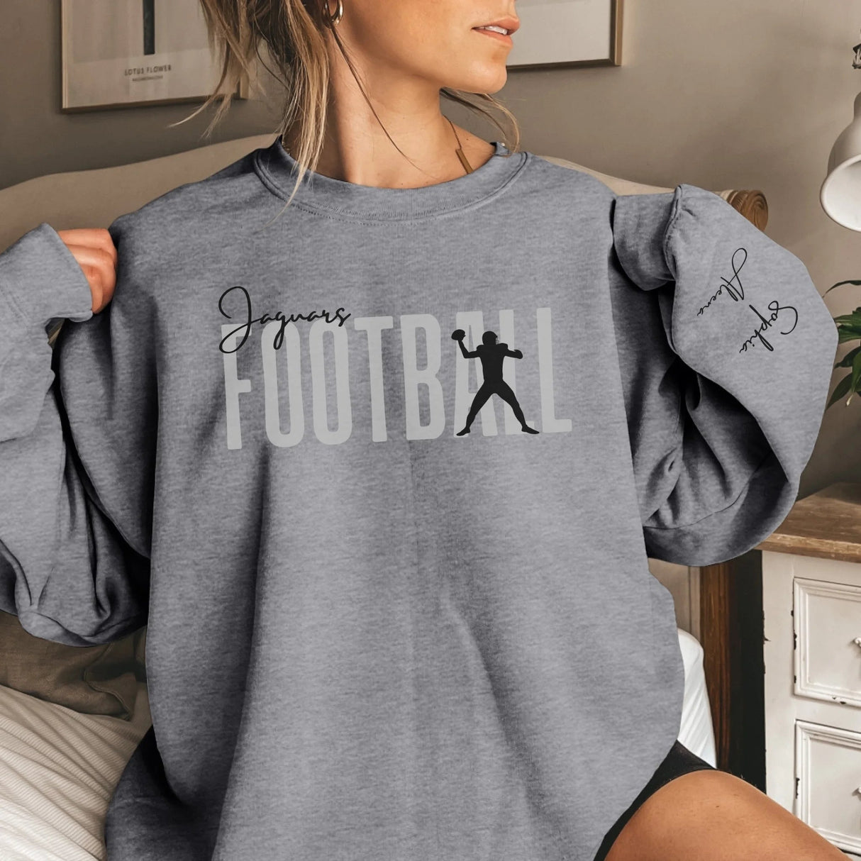 Personalized Modern Football Sweatshirt With Football Player's Name On The Sleeve